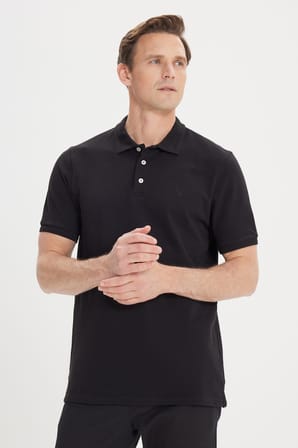 Slim Fit Dar Kesim Polo Yaka %100 Pamuk Kısa Kollu Tişört