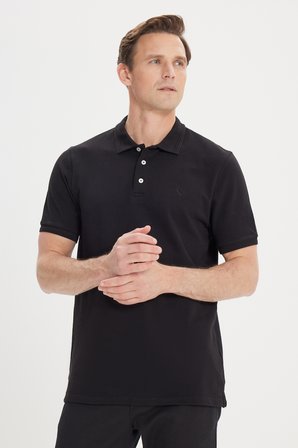 Slim Fit Dar Kesim Polo Yaka %100 Pamuk Kısa Kollu Tişört
