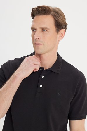 Slim Fit Dar Kesim Polo Yaka %100 Pamuk Kısa Kollu Tişört