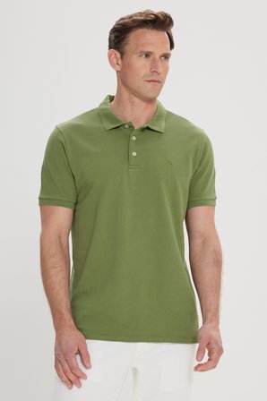 Slim Fit Dar Kesim Polo Yaka %100 Pamuk Kısa Kollu Tişört