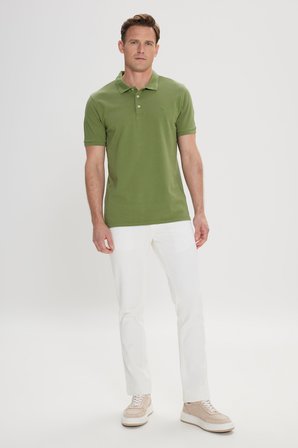 Slim Fit Dar Kesim Polo Yaka %100 Pamuk Kısa Kollu Tişört