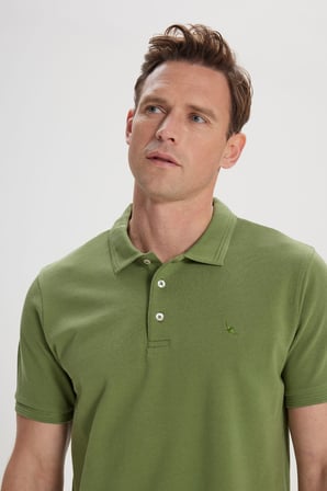 Slim Fit Dar Kesim Polo Yaka %100 Pamuk Kısa Kollu Tişört