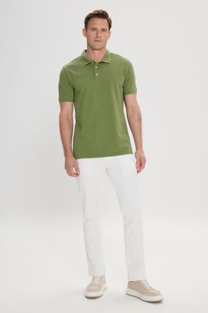 Slim Fit Dar Kesim Polo Yaka %100 Pamuk Kısa Kollu Tişört