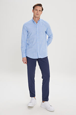 Slim Fit Dar Kesim Düğmeli Yaka Gömlek
