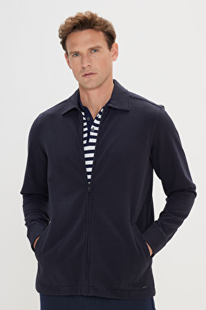 Standart Fit Normal Kesim Gömlek Yaka Pamuklu Esnek Mont