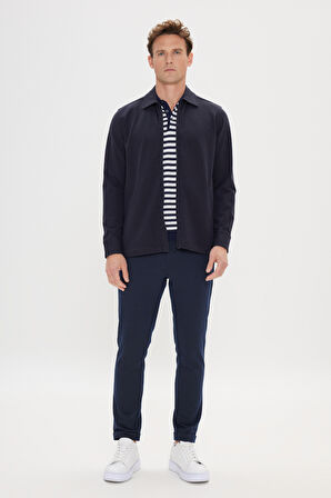 Standart Fit Normal Kesim Gömlek Yaka Pamuklu Esnek Mont