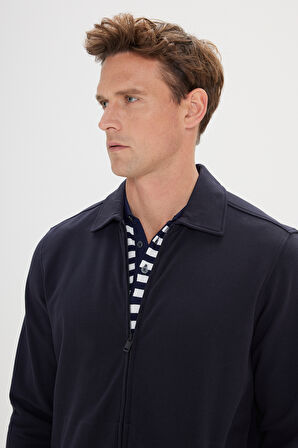 Standart Fit Normal Kesim Gömlek Yaka Pamuklu Esnek Mont