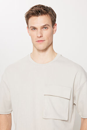 Oversize Fit Bol Kesim Pamuklu Baskılı Bisiklet Yaka Tişört