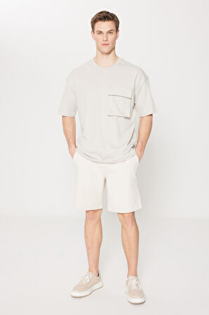 Oversize Fit Bol Kesim Pamuklu Baskılı Bisiklet Yaka Tişört