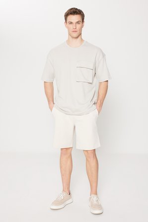 Oversize Fit Bol Kesim Pamuklu Baskılı Bisiklet Yaka Tişört