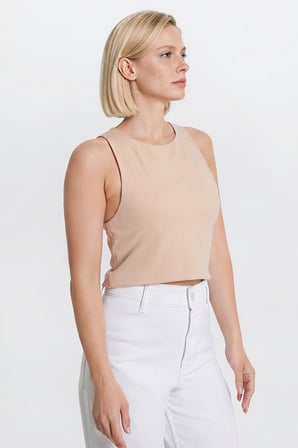 Standart Fit Normal Kesim Bisiklet Yaka Crop Body