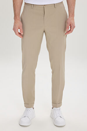 Slim Fit Dar Kesim Beli Lastikli Yan Cep Rahat Pantolon