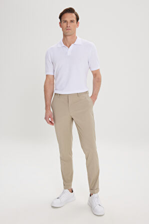 Slim Fit Dar Kesim Beli Lastikli Yan Cep Rahat Pantolon