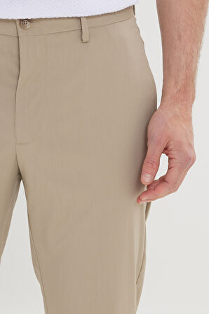 Slim Fit Dar Kesim Beli Lastikli Yan Cep Rahat Pantolon