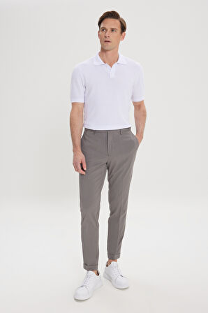 Slim Fit Dar Kesim Beli Lastikli Yan Cep Rahat Pantolon