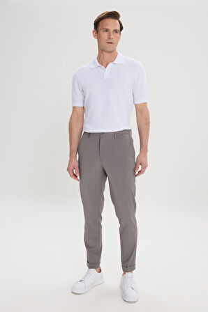 Slim Fit Dar Kesim Beli Lastikli Yan Cep Rahat Pantolon