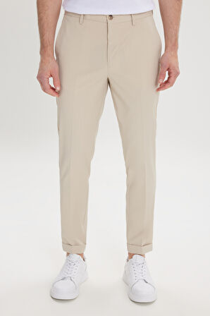 Slim Fit Dar Kesim Beli Lastikli Yan Cep Rahat Pantolon