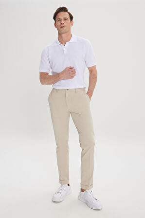 Slim Fit Dar Kesim Beli Lastikli Yan Cep Rahat Pantolon
