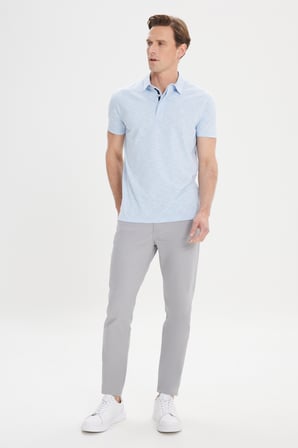 Slim Fit Dar Kesim Pamuklu Jakarlı Polo Yaka Tişört