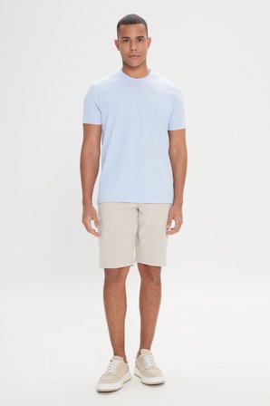 Slim Fit Dar Kesim Bisiklet Yaka Pamuklu Tişört