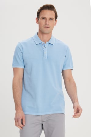 Slim Fit Dar Kesim %100 Pamuk Polo Yaka Tişört