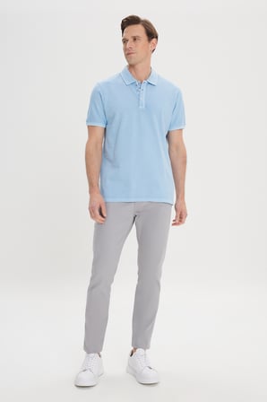 Slim Fit Dar Kesim %100 Pamuk Polo Yaka Tişört