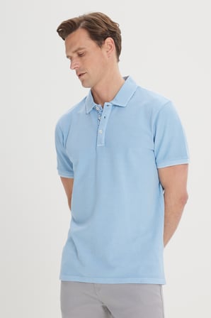 Slim Fit Dar Kesim %100 Pamuk Polo Yaka Tişört
