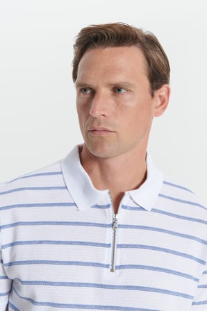 Slim Fit Dar Kesim Pamuklu Çizgili Polo Yaka Tişört