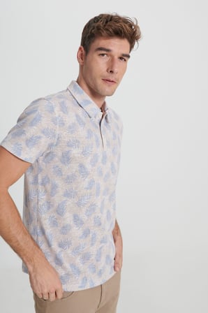 Slim Fit Dar Kesim Polo Yaka Baskılı Tişört