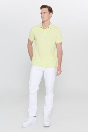 Slim Fit Dar Kesim Polo Yaka Baskılı Pamuklu Tişört