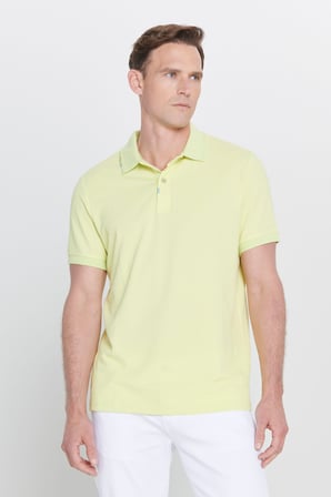 Slim Fit Dar Kesim Polo Yaka Baskılı Pamuklu Tişört