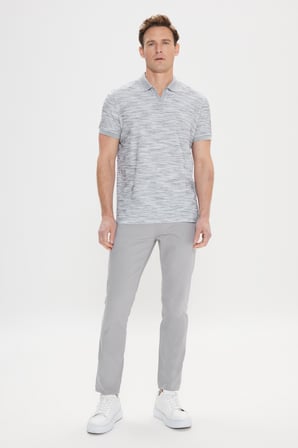 Slim Fit Dar Kesim %100 Pamuk Jakarlı Polo Yaka Tişört