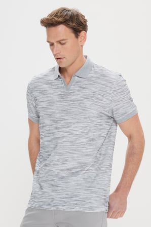 Slim Fit Dar Kesim %100 Pamuk Jakarlı Polo Yaka Tişört