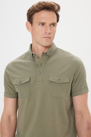 Slim Fit Dar Kesim %100 Pamuk Polo Yaka Tişört