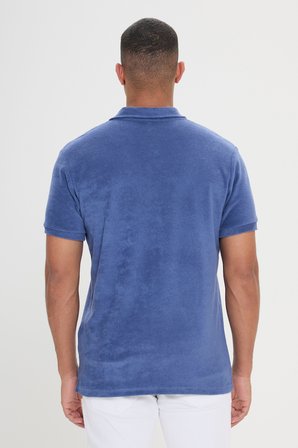 Slim Fit Dar Kesim Pamuklu Havlu Kumaş Polo Yaka Tişört