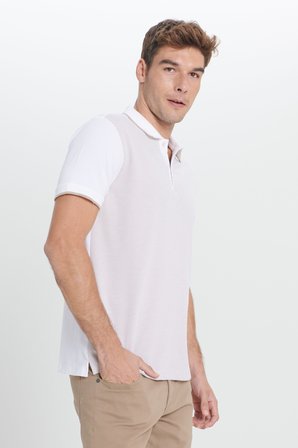 Slim Fit Dar Kesim Polo Yaka Jakarlı Tişört
