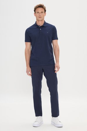 %100 Pamuk Slim Fit Dar Kesim Polo Yaka Jakarlı Tişört