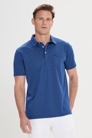 Comfort Fit Rahat Kesim Polo Yaka Pamuklu Kısa Kollu Tişört