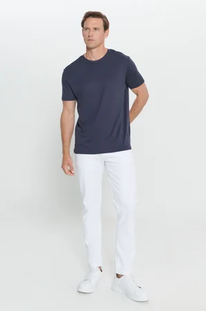 Yumuşak Dokulu Slim Fit Dar Kesim Bisiklet Yaka Tişört