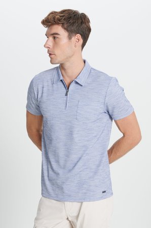 Slim Fit Dar Kesim Polo Yaka Çizgili Cepli Tişört