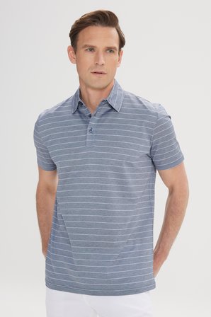 Regular Fit Rahat Kesim %100 Pamuk Çizgili Polo Yaka Tişört