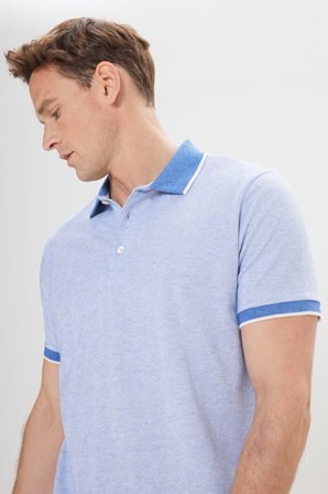 Slim Fit Dar Kesim Pamuklu Jakarlı Polo Yaka Tişört