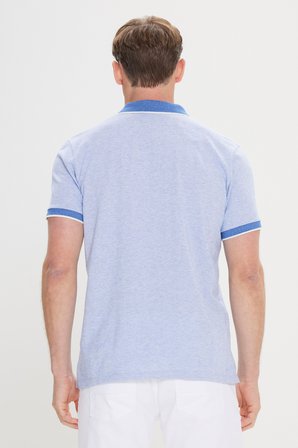 Slim Fit Dar Kesim Pamuklu Jakarlı Polo Yaka Tişört