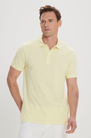 Slim Fit Dar Kesim Polo Yaka %100 Pamuk Kısa Kollu Tişört