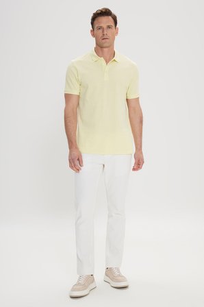 Slim Fit Dar Kesim Polo Yaka %100 Pamuk Kısa Kollu Tişört