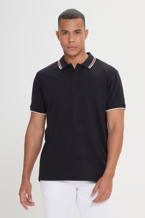 Slim Fit Dar Kesim %100 Pamuk Polo Yaka Tişört