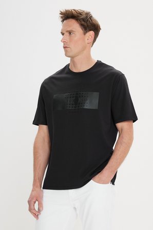 Modern Fit Rahat Kesim %100 Pamuk Baskılı Bisiklet Yaka Tişört