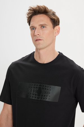 Modern Fit Rahat Kesim %100 Pamuk Baskılı Bisiklet Yaka Tişört