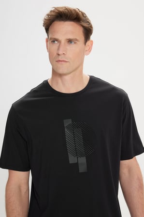 Modern Fit Rahat Kesim %100 Pamuk Baskılı Bisiklet Yaka Tişört