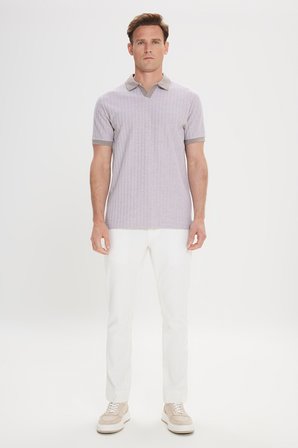 Pamuklu Slim Fit Dar Kesim Polo Yaka Jakarlı Tişört